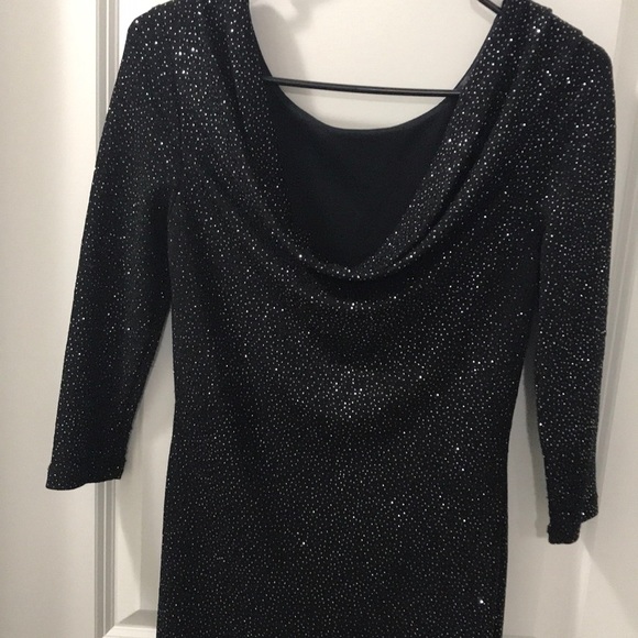 Black Sparkle Dress- swoop back - Picture 5 of 8